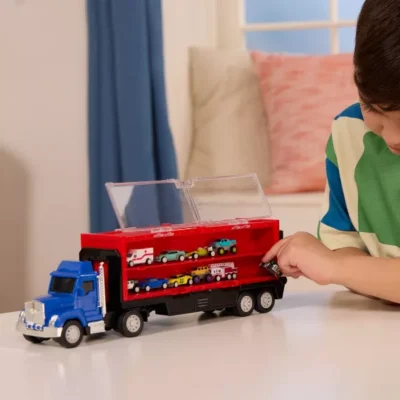 DRIVEN by Battat Pocket Car Carrier Truck with 10 Cars