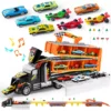 Joyfy Toy Truck for Kids,Racing Car with Lights & Sounds, Foldable Track Carrier Truck Toy Gift for 2 3 4 5 Years Old Boys and Girls