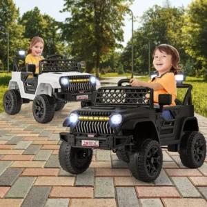 Costway 12V Kids Ride on Truck Car w/ Parental Remote 3 Speeds LED Lights & Music Player