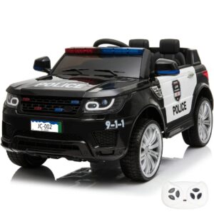Land Rover-Style Ride-On Police Car (12V) - Black