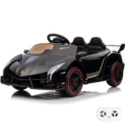 Lamborghini Veneno Ride-On Kids Car 12V – Sleek Black Edition (Ages 3-8)