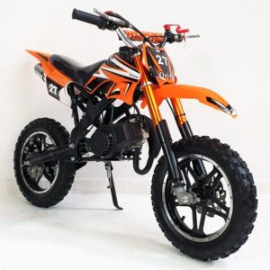49cc Orange Haze Chunky Tyre Petrol Dirt Bike – Kids Off-RoaAdventured  (Ages 6-12 | 49cc 2-Stroke Engine | Heavy-Duty Off-Road Design)