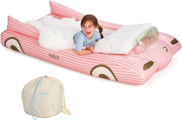 Pink Inflatable Travel Bed & Mattress - Twin Size Perfect for Sleepovers, Travel & Guests