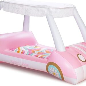 Barbie Luxury Inflatable Golf Cart Pool Float Pink Paradise for Pool or Backyard Fun