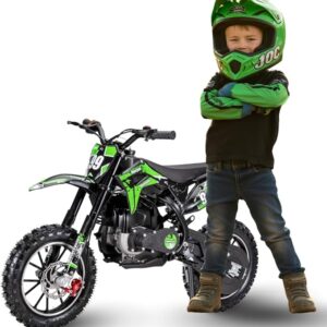 Kids Motorcycle 40cc Gas-Powered Mini Dirt Bike - Adventure Awaits (Ages 6+ | 4-Stroke Engine | EPA Approved | Green/Black