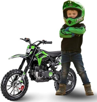 Kids Motorcycle 40cc Gas-Powered Mini Dirt Bike - Adventure Awaits (Ages 6+ | 4-Stroke Engine | EPA Approved | Green/Black