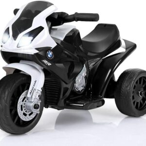 Kids Electric Ride on Motorcycle w/Headlights &Music, Pedal, Licensed BMW 6V Battery Powered 3 Wheels Motorcycle Toy for Children Boys & Girls, (Black)