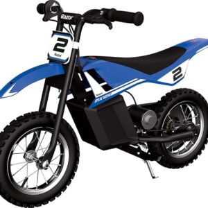 Razor MX125 Dirt Rocket Electric-Powered Bike with Authentic Motocross Geometry, Rear-Wheel Drive,100-watt, high-Torque, Chain-Driven Motor, for Kids 7+, Blue
