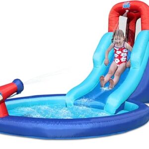 Inflatable Bounce House with Waterslide – 2-in-1 Wet/Dry Play Center - Ultimate Backyard Fun for Kids 3-6 Years