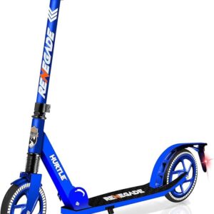 Hurtle Renegade Kick Scooter for Kids, Teenagers & Adults - 2-Wheel Folding Scooter with Adjustable T-Bar Handlebar - Alloy Anti-Slip Deck