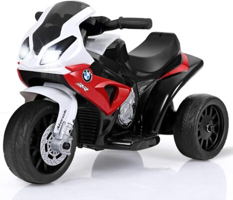 Kids Electric Ride on Motorcycle, Licensed BMW 6V Battery Powered Toy w/Headlights &Music, Pedal, 3 Wheels for Children Boys & Girls (Dark Red)
