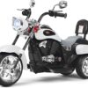 Kids Motorcycle, 6V Battery Powered Ride on Chopper Motorcycle w/Horn, Headlight, 3-Wheel Stable Ride on Toys, Electric Toddler Motorcycle for Kids, Gift for Boys Girls (White)