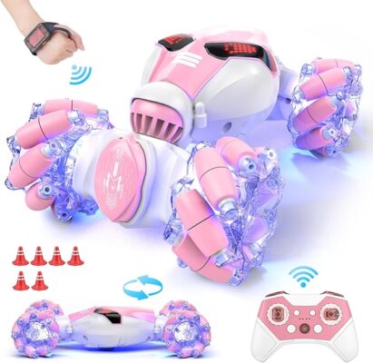 Gesture-Sensing RC Stunt Car - 360° Flips, LED Eyes & Music | Ultimate Action Toy for Kids 8+