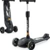 Kick Scooter Adjustable Height Adjustable Handlebar，Kids Scooter 3 Wheel with LED Lights，Suitable Kids Ages 2，Ages 6，Ages 8，Extra Wide Deck for Boys and Girls