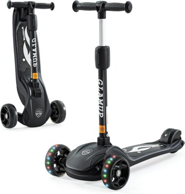 Kick Scooter Adjustable Height Adjustable Handlebar，Kids Scooter 3 Wheel with LED Lights，Suitable Kids Ages 2，Ages 6，Ages 8，Extra Wide Deck for Boys and Girls