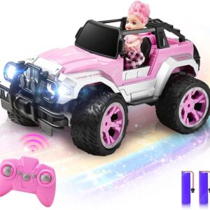 Pink RC Convertible Truck for Girls - Comes with Doll & Stickers