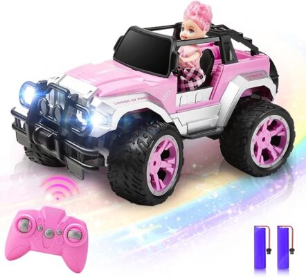 Pink RC Convertible Truck for Girls - Comes with Doll & Stickers