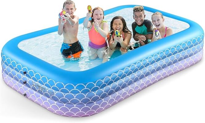 2025 Upgrade Inflatable Pool – Giant 120"x72"x22" Family Pool Pink Summer Fun for Kids & Adults