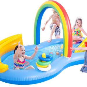 Inflatable Kids Swimming Pool with Water Slide & Spray Play Center - Ultimate Backyard Water Park for Endless Summer Fun