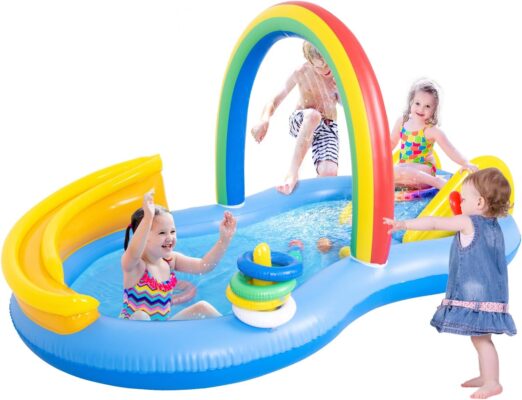 Inflatable Kids Swimming Pool with Water Slide & Spray Play Center - Ultimate Backyard Water Park for Endless Summer Fun
