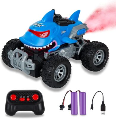 Blue Shark RC Monster Truck – Spray LED Light & High-Speed Stunts