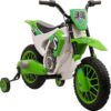 Aosom 12V Kids Motorcycle, Electric Motor Bike, Battery-Powered Ride-On Toy with Charging Battery, Training Wheels, Green
