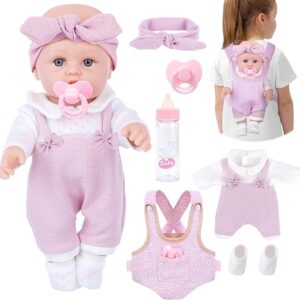 12" Baby Doll Playset with Carrier – Complete Nurturing Pretend Play Set