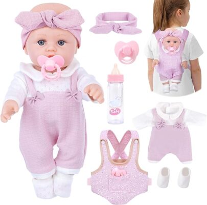 12" Baby Doll Playset with Carrier – Complete Nurturing Pretend Play Set