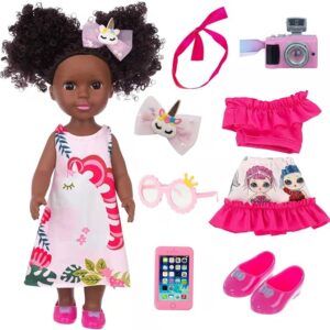 14.5" African American Fashion Doll – Stylish & Posable with Multiple Outfits