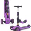 Kick Scooter Adjustable Height for Kids Ages 2-6 3 Wheel Scooter with LED Light and Extra Wide Deck ，Kids Scooter， Purple