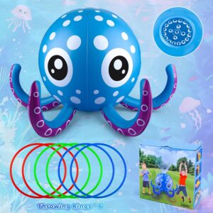Inflatable Octopus Sprinkler – Splash & Play with 6 Floating Rings
