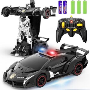 2-in-1 Transforming RC Police Car Robot Toy - One Button Deformation & 360° Drifting - Remote Control