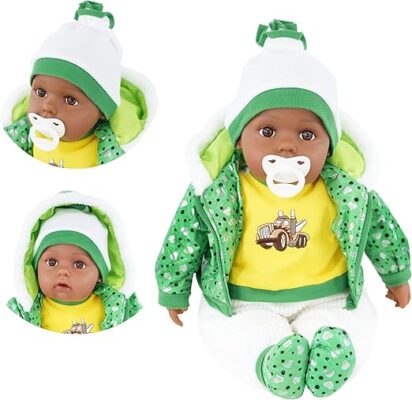 Bibi Doll - 20" Lifelike Soft Black Baby Doll with Sounds & Accessories - Realistic African-American Baby Doll | Ages 3+