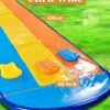 Sloosh Triple Water Slide with 3 BodyBoards, 18FT Lawn Water Splash Slip and Slide Summer Toy Splash Pad with Build in Advanced Sprinkler for Kids Adults Backyard Summer Water Fun