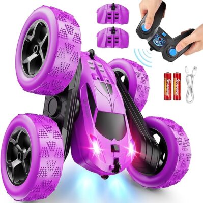 Purple RC Stunt Car for Girls - 360° Flips & LED Lights | 2.4GHz High-Speed Fun