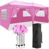 Folding Canopy with 6 Removable Sidewalls Outdoor Event Shelter,10x20Ft Gazebo Portable Tents - Pink