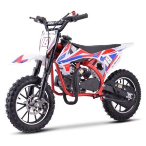 Kids Union Jack 2 Stroke 49cc Dirt Bike Motorbike (Ages 6-12 | Patriotic Design | Off-Road Fun)