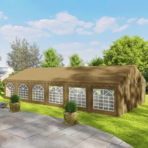 Outsunny 20' x 40' Heavy Duty Party Tent, Galvanized Outdoor Canopy Tent Large Event Shelter with Removable Sidewalls - Brown