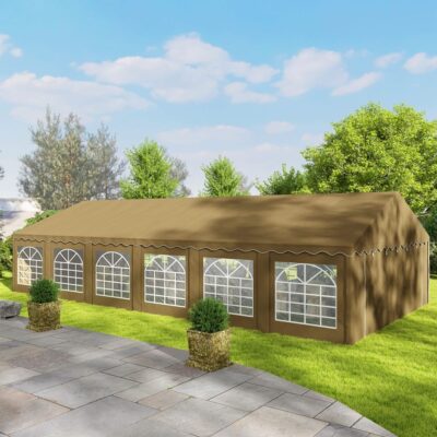 Outsunny 20' x 40' Heavy Duty Party Tent, Galvanized Outdoor Canopy Tent Large Event Shelter with Removable Sidewalls - Brown