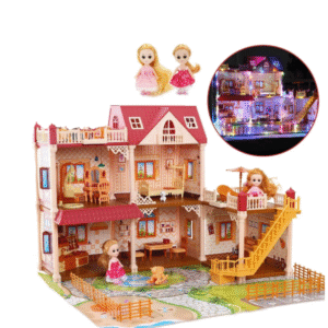 5-Room Dollhouse Playset with LED Lights – Ultimate Pretend Play Experience