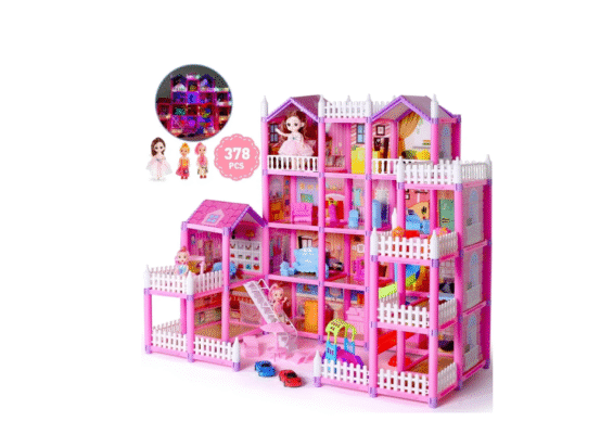 Colorful Light Dollhouse with Furniture Sets