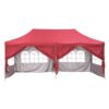 Zenova Heavy-Duty 10' x 20' Pop-Up Canopy Gazebo Tent - Red (New Model)