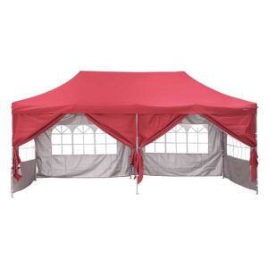 Zenova Heavy-Duty 10' x 20' Pop-Up Canopy Gazebo Tent - Red (New Model)